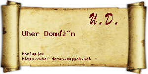 Uher Domán névjegykártya